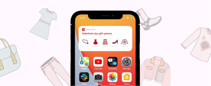 Segmentify push notification on a phone screen for Valentine’s Day gift options