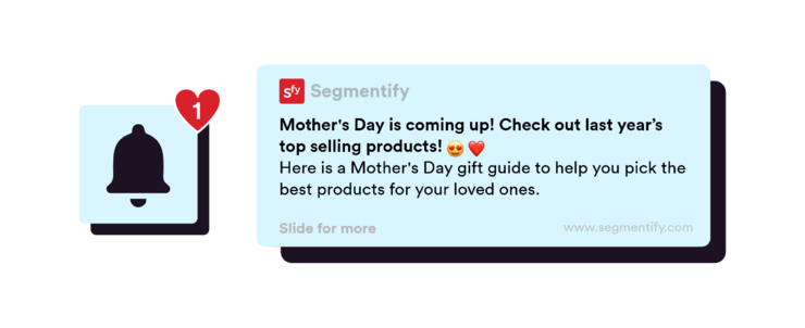 Segmentify bulk push notification to remind customers that Mother’s Day is approaching