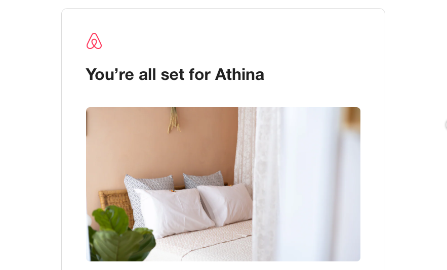 Transactional email example from Airbnb.