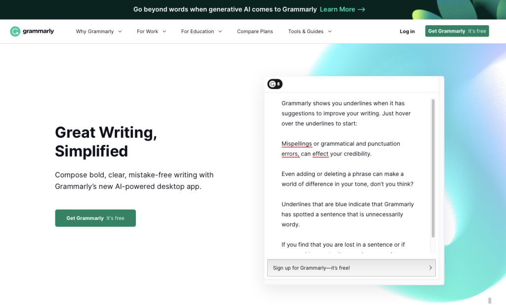 Grammarly homepage