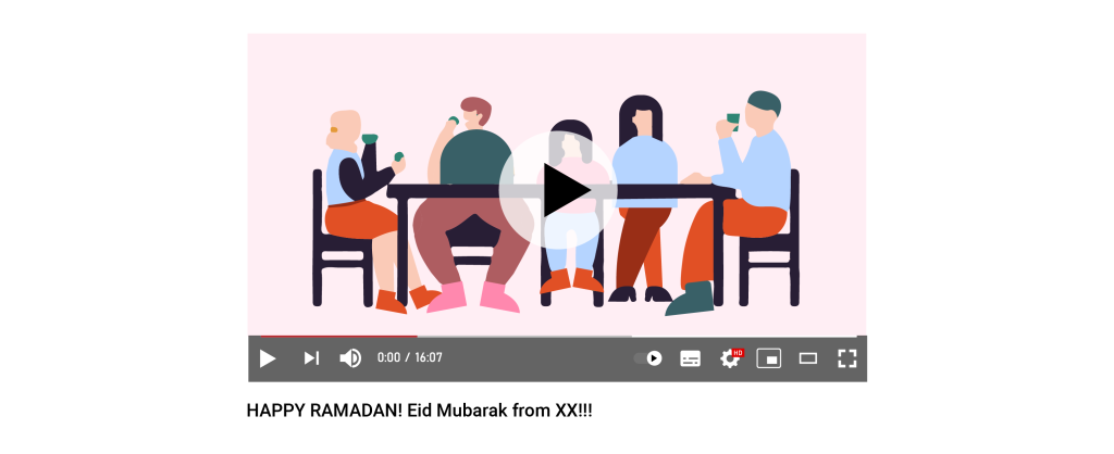 Illustration of a Youtube video thumbnail for Ramadan celebrations