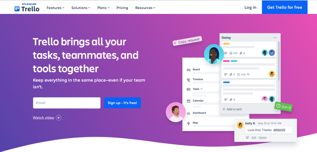 Trello homepage