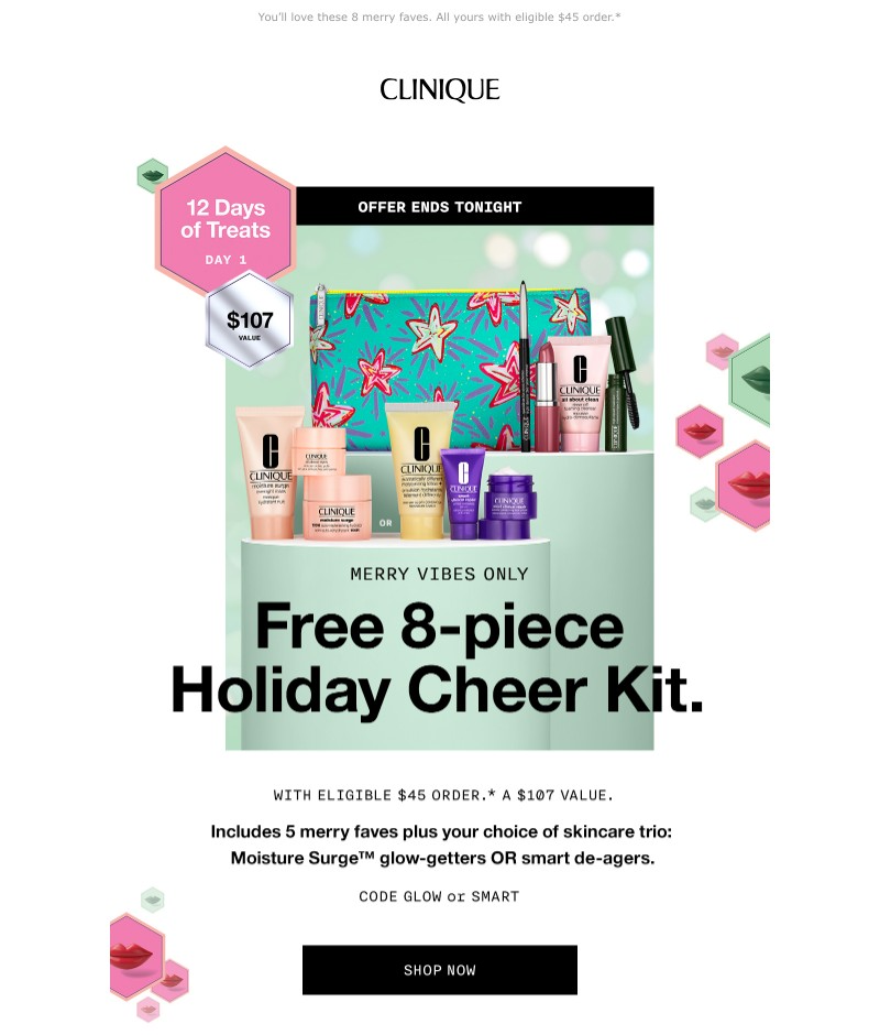 Clinique Christmas email campaign.
