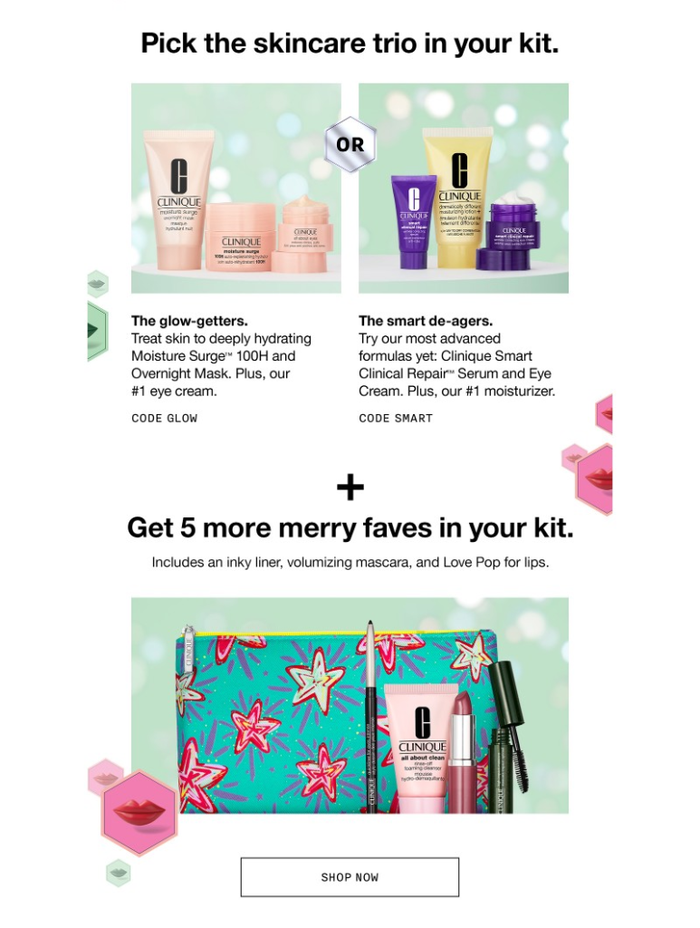 Clinique Christmas email campaign.