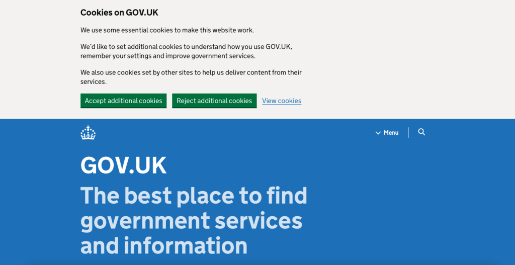 The UK Government website.